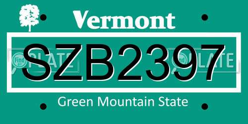 SZB2397 Vermont License Plate