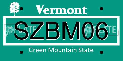SZBM06 Vermont License Plate