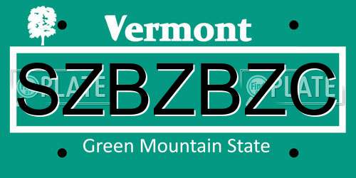 SZBZBZC Vermont License Plate