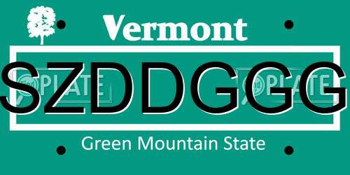 SZDDGGG Vermont License Plate