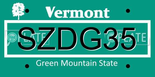 SZDG35 Vermont License Plate