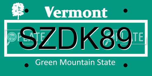 SZDK89 Vermont License Plate