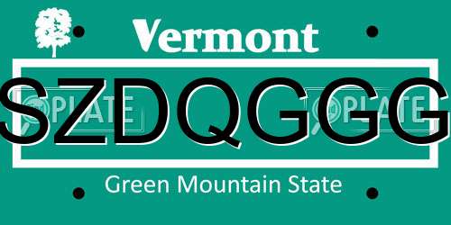 SZDQGGG Vermont License Plate
