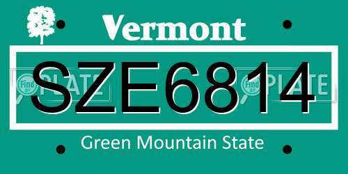 SZE6814 Vermont License Plate
