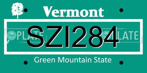 SZI284 Vermont License Plate