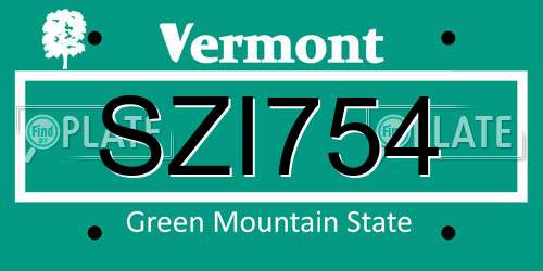 SZI754 Vermont License Plate