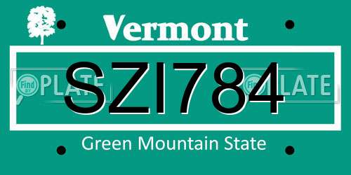 SZI784 Vermont License Plate