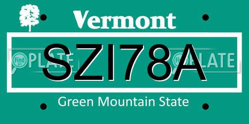 SZI78A Vermont License Plate
