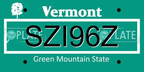 SZI96Z Vermont License Plate
