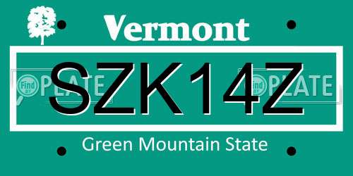 SZK14Z Vermont License Plate