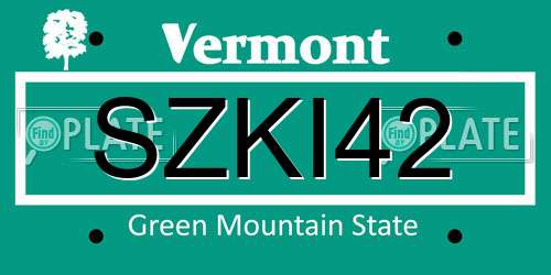 SZKI42 Vermont License Plate