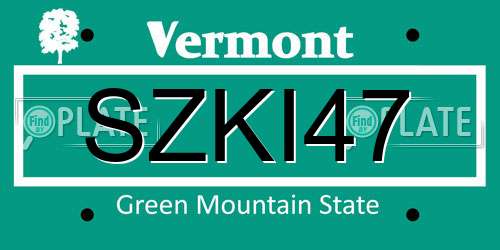 SZKI47 Vermont License Plate