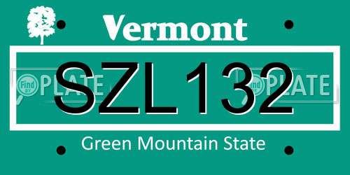 SZL132 Vermont License Plate