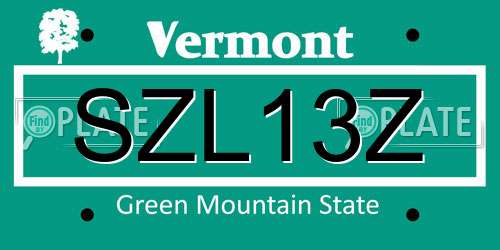 SZL13Z Vermont License Plate