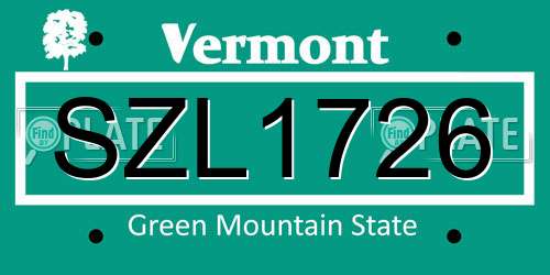 SZL1726 Vermont License Plate