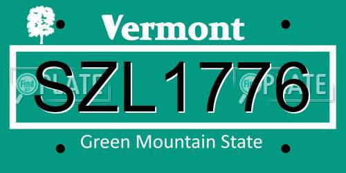 SZL1776 Vermont License Plate