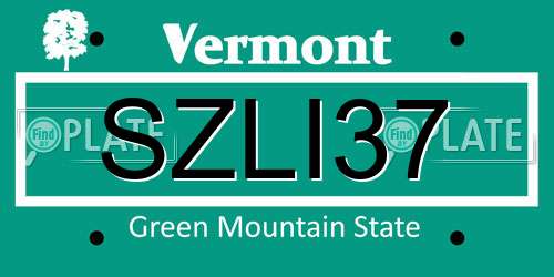 SZLI37 Vermont License Plate