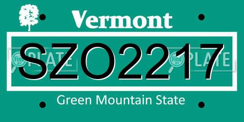 SZO2217 Vermont License Plate