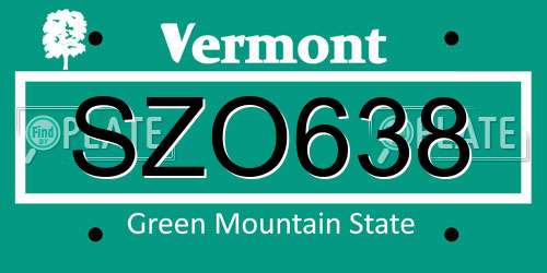 SZO638 Vermont License Plate