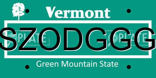 SZODGGG Vermont License Plate