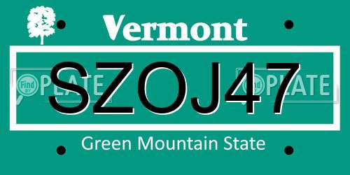SZOJ47 Vermont License Plate