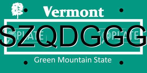 SZQDGGG Vermont License Plate