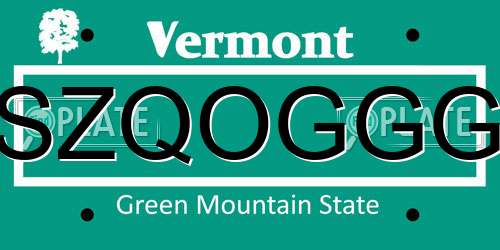 SZQOGGG Vermont License Plate
