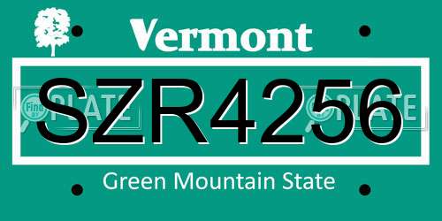SZR4256 Vermont License Plate