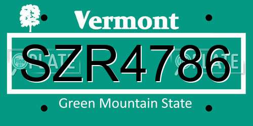 SZR4786 Vermont License Plate