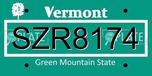 SZR8174 Vermont License Plate