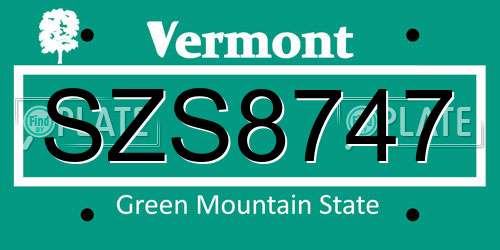 SZS8747 Vermont License Plate