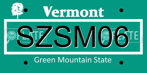SZSM06 Vermont License Plate