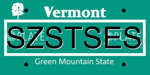SZSTSES Vermont License Plate