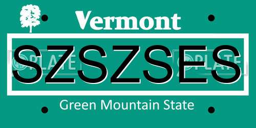 SZSZSES Vermont License Plate