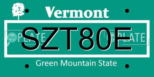SZT80E Vermont License Plate