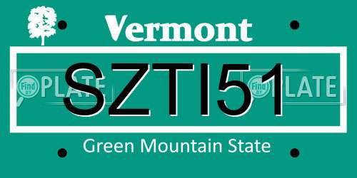 SZTI51 Vermont License Plate
