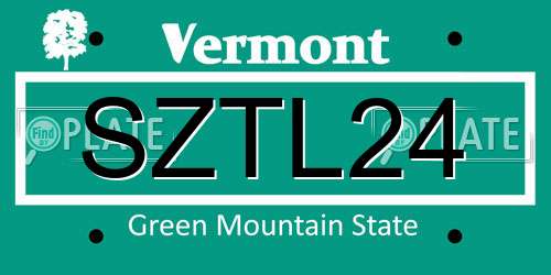 SZTL24 Vermont License Plate