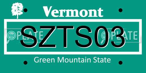 SZTS03 Vermont License Plate