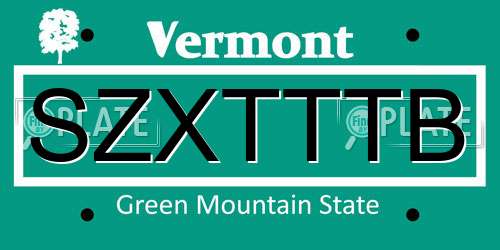 SZXTTTB Vermont License Plate