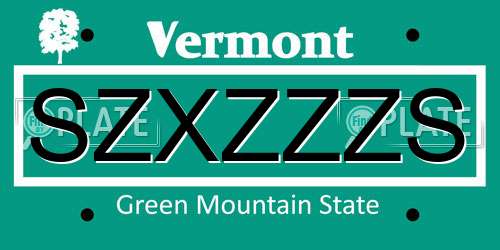 SZXZZZS Vermont License Plate