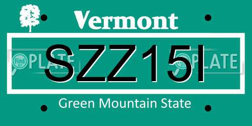 SZZ15I Vermont License Plate