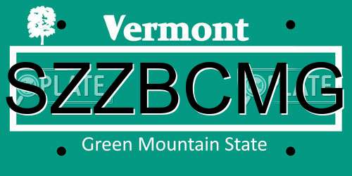 SZZBCMG Vermont License Plate