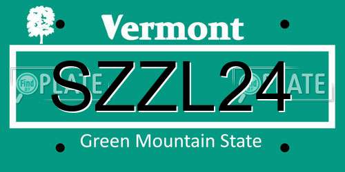 SZZL24 Vermont License Plate