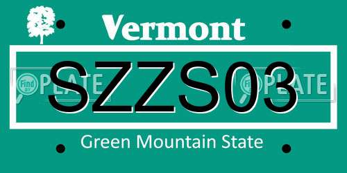 SZZS03 Vermont License Plate
