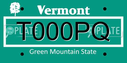 T000PQ Vermont License Plate