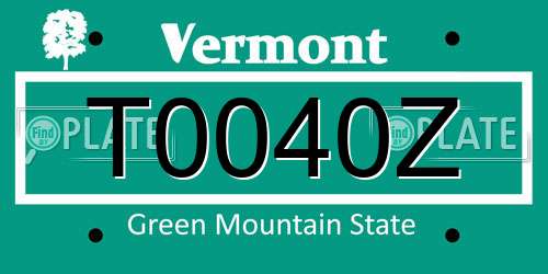 T0040Z Vermont License Plate