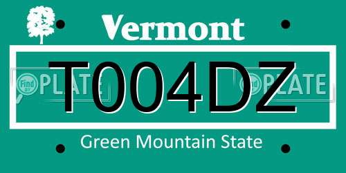 T004DZ Vermont License Plate