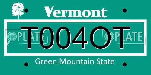 T004OT Vermont License Plate