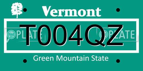 T004QZ Vermont License Plate