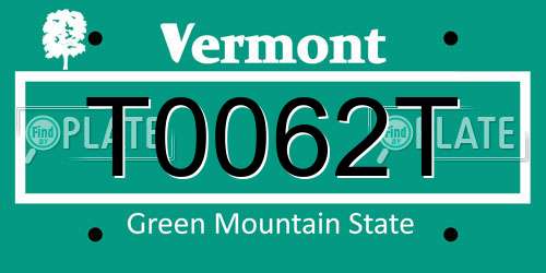 T0062T Vermont License Plate